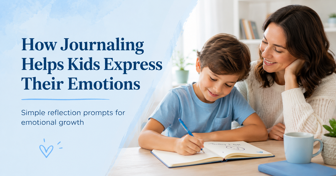 Child journaling to express emotions with parent support at home